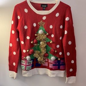 Ugly Christmas Sweater, Joe Boxer, Christmas tree w/ bells & tinsel, size small